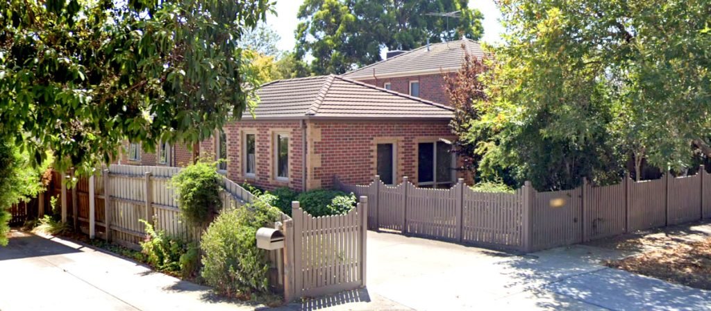 Luxury Balwyn Homes at Talbot Avenue, Balwyn, showing the entrance to the townhomes and the first home at the entry.
